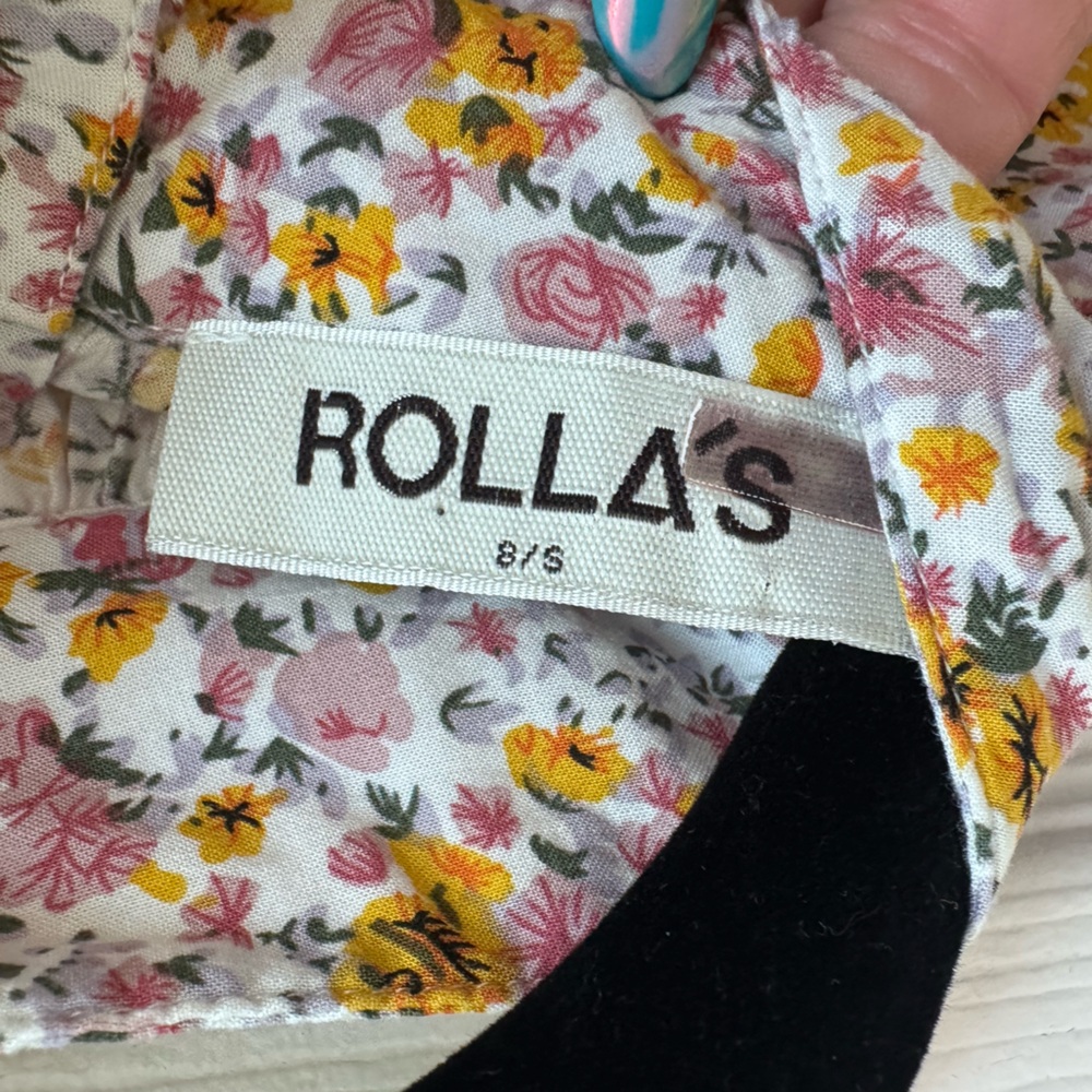 ROLLAS Stephanie Coast Floral Blouse Cropped Button Back Top Size Small - Picture 6 of 6
